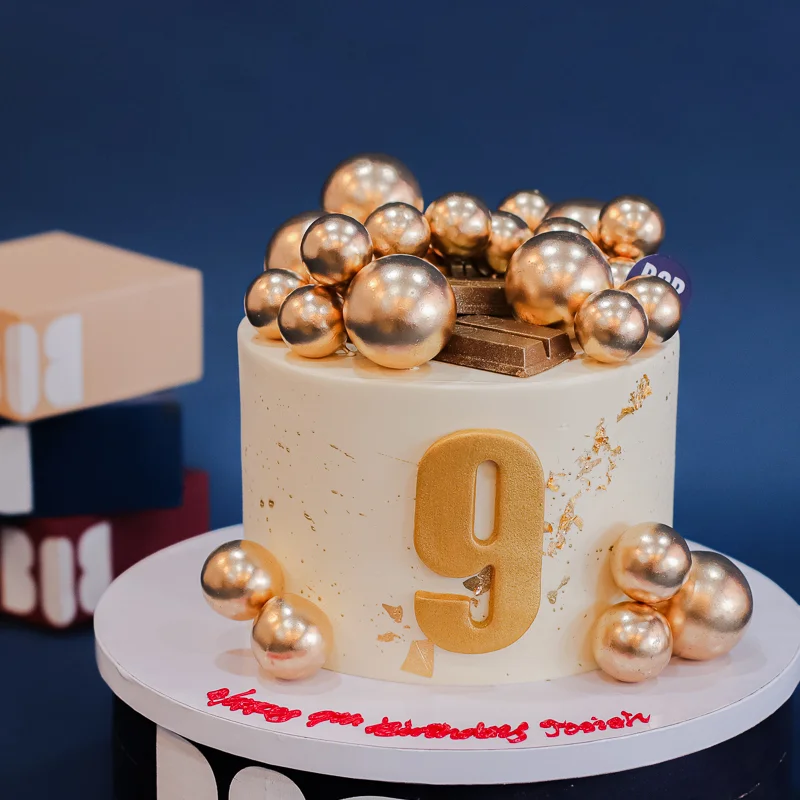 Classic Gold Cake with Gold Balls